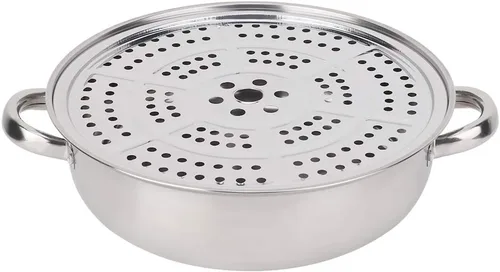 Vista 6 de Bollos de vapor Horno 28CM Acero inoxidable sola capa Stockpot Hotpot Vaporizador de alimentos Olla Utensilios de cocina Cocina doméstica
