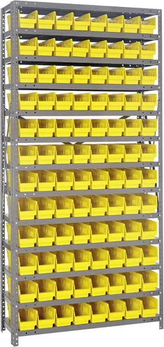 Vista 74 de Quantum QSBU-245BK Heavy Duty Shelving Unit with (7) Shelves and (24) QUS245 Black Bins for Garage Warehouse Storage Distribution 400 lb Load