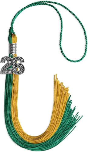 Vista 163 de Endea Graduation Borla de doble color con dije de plata brillante (negro/oro antiguo, 2025)