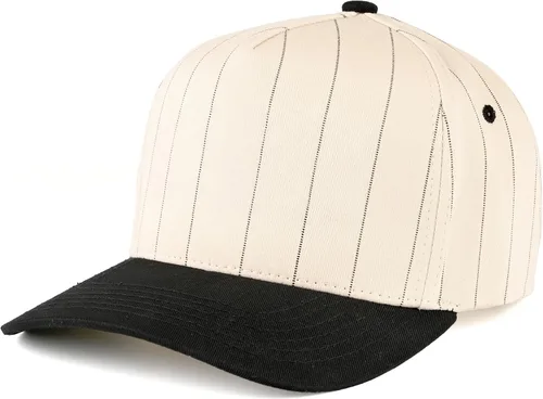 Vista 35 de Funky Junque - Sombreros Snapback de Lona Vintage de Dos Tonos Rayas a rayas - Rojo/Beige