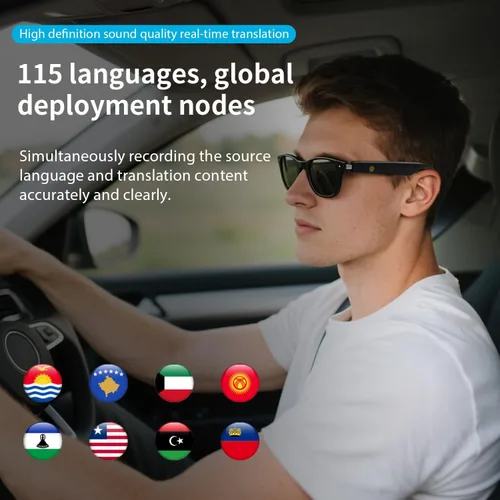Vista 4 de Lentes inteligentes AI Translator con tecnología GPT, compatible con más de 160 idiomas, traducción en tiempo real, reducción de ruido AI, llamadas