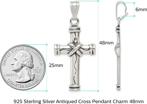 Vista 4 de Dije de plata de ley 925 maciza con colgante de cruz antigua 1890in x 0866in regalos de joyería para mujeres esposa mamá regalos para hombres esposo