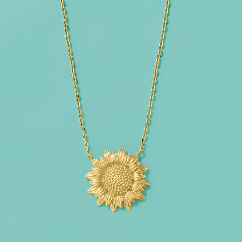 Vista 3 de Ross-Simons Collar de girasol de oro amarillo de 14 quilates. 18 pulgadas, Oro, No es una piedra preciosa