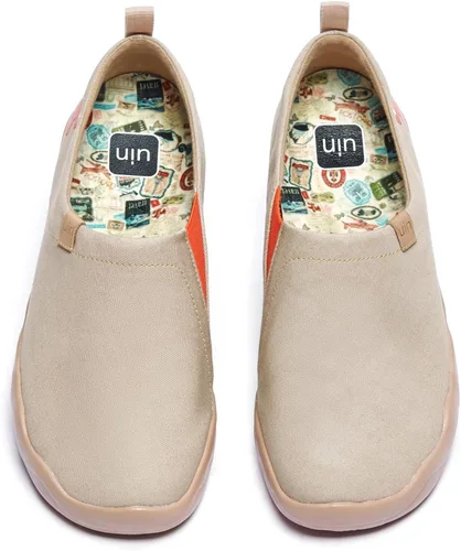 Vista 17 de UIN Zapatos de viaje para caminar para hombre, sin cordones, de lona, informales, ligeros, cómodos y modernos, diseño de perritos felices Ahhhhh