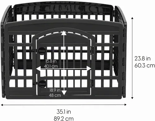 Vista 5 de IRIS USA Corralito para perros de 4 paneles de 24" con puerta, 35 x 35 x 24, corralito para cachorros, corralito para perros de interior, cerca