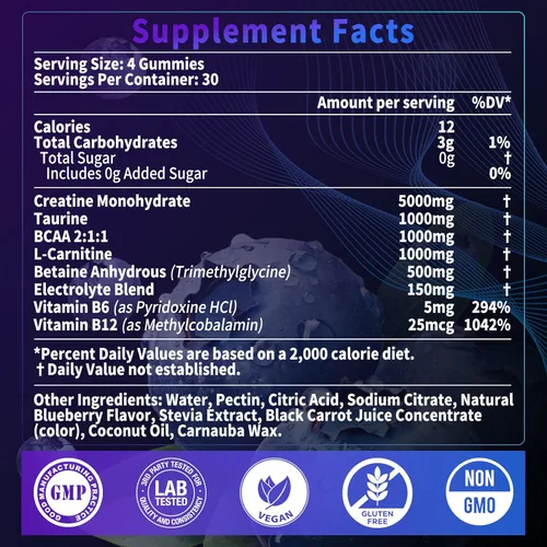 Vista 3 de Creatine Monohydrate Gummies for Men & Women - Creatine Gummies Complex