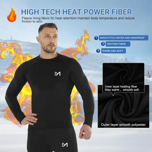 Vista 15 de MEETWEE Paquete de 4/5 camisas de compresión térmica para hombre, manga larga, forro polar, capa base, equipo de entrenamiento de invierno
