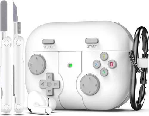 Vista 29 de R-fun Funda para AirPods Pro 3, diseño de consola de juegos de silicona para Apple AirPods Pro de 3ª generación (cable USB-C), con kit limpiador