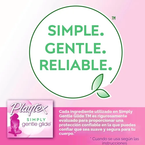 Vista 7 de Tampones Playtex Simply Gentle Glide sin perfume, superabsorción, 36 unidades (paquete de 1) (el empaque puede variar)
