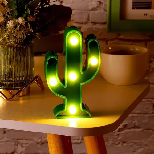 Vista 3 de Letrero de neón de cactus para decoración de mesa de pared, decoración de mesa de pared con luces LED de neón para dormitorio, feliz cumpleaños