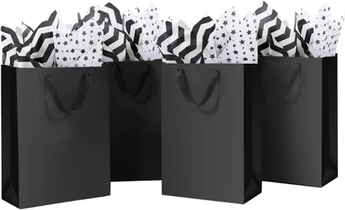 Vista 27 de SHIPKEY Paquete de 10 bolsas de regalo verde aguamarina con papel de seda bolsa de regalo de dama de honor de 8 x 4 x 11 pulgadas, bolsa de papel