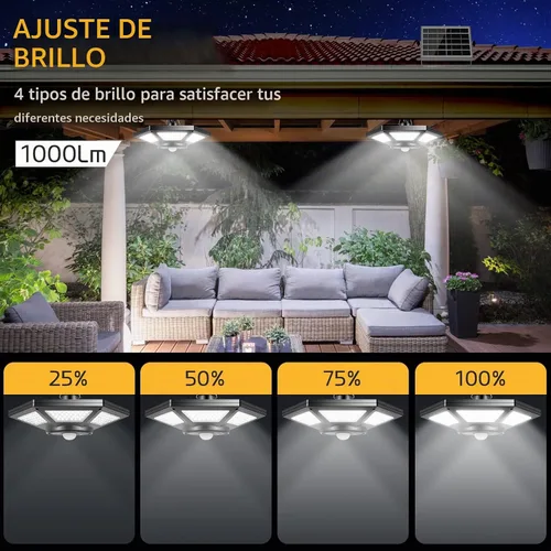 Vista 6 de Deogos Luces colgantes solares, luces solares de doble cabezal con sensor de movimiento para exteriores, 180 luces LED solares para interiores