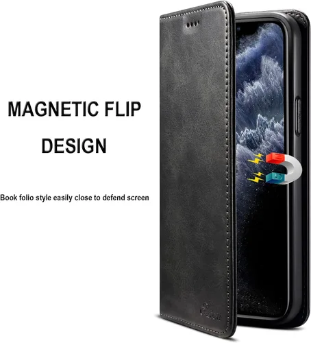 Vista 4 de SINIANL Funda compatible con iPhone 13, funda tipo cartera para iPhone 13 con soporte para tarjetas, funda plegable de cuero con función atril
