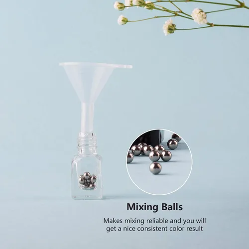 Vista 5 de GTHER 20 botellas vacías de esmalte de uñas, recipiente de botellas recargables de vidrio transparente con tapa de cepillo y embudo y bolas