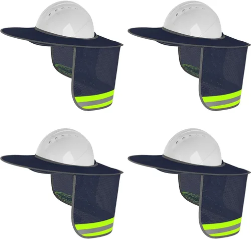 Vista 8 de 4 paquetes de protector solar para casco duro - Visera completa de malla con protección para el cuello y tira reflectante para accesorios de casco