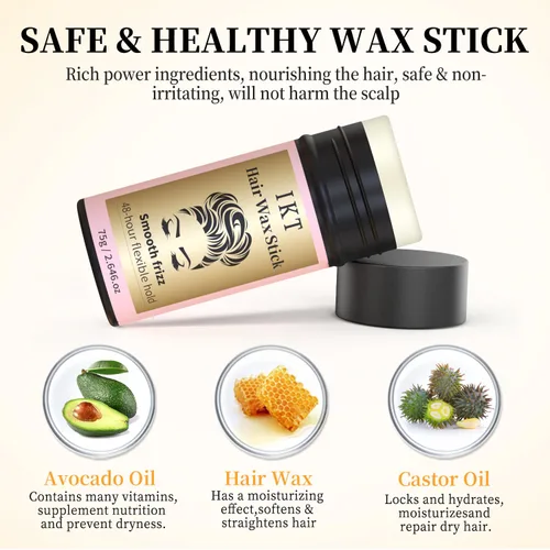 Vista 6 de Barra de cera para el cabello, barra de cera para el cabello, sin especias, fácil de absorber (paquete de 1)