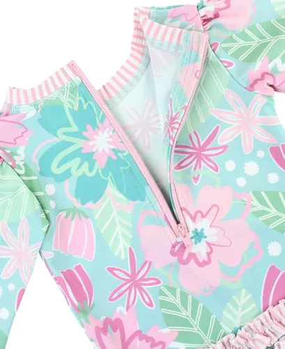 Vista 7 de RuffleButts - Traje de baño de manga larga, de una pieza, para bebéniñas, con protección solar UPF 50+