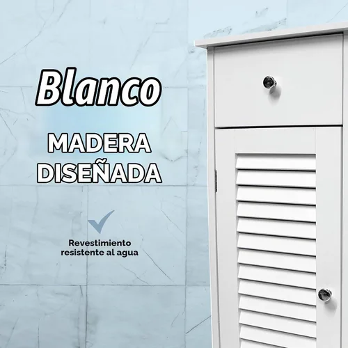 Vista 4 de MICRODRY Armario estrecho de almacenamiento para baño con puerta de rejillas, cajones y estantes, almacenamiento de baño, diseño funcional compacto