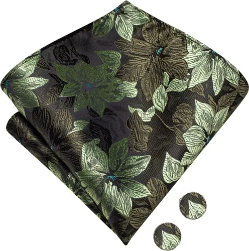 Vista 7 de Hi-Tie Pajaritas preatadas para hombre, corbatines de seda y gemelos cuadrados de bolsillo, juego de gemelos para hombre, boda, fiesta, formal