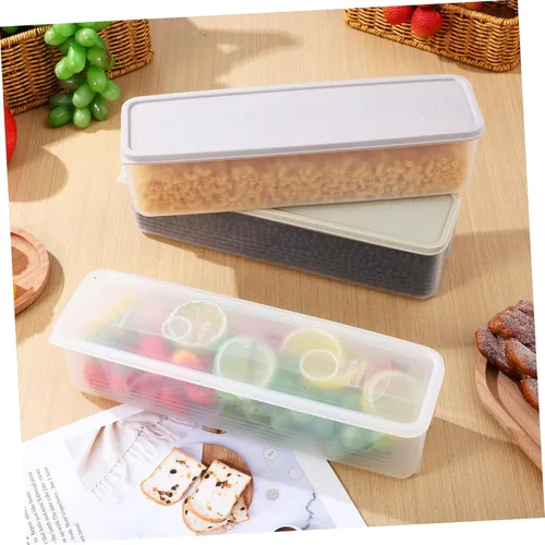 Vista 9 de 3 Pcs Transparent Fridge Organizers Food Storage Containers for Fruit Vegetable Bread Cheese Stackable PP Plastic Produce Saver Boxes with Airtight