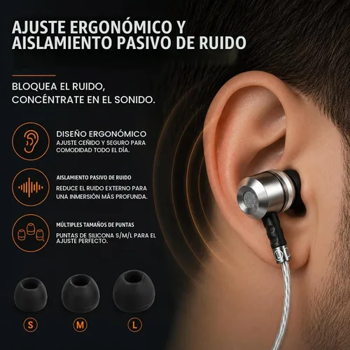 Vista 4 de Sephia SP3060 - Auriculares con cable, audio con graves impulsados HD, auriculares intrauditivos ligeros de aluminio con cable, puntas