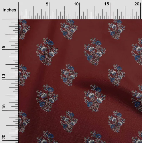 Vista 8 de Tela de poliéster oneOone de micro malla con hojas y estampado de bloques florales por Yardtwoinch de ancho