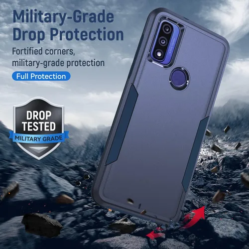 Vista 6 de Funda para Moto G Pure/G Play 2023 /G Power 2022 con protector de pantalla, [prueba de caídas de grado militar] Funda protectora resistente a prueba