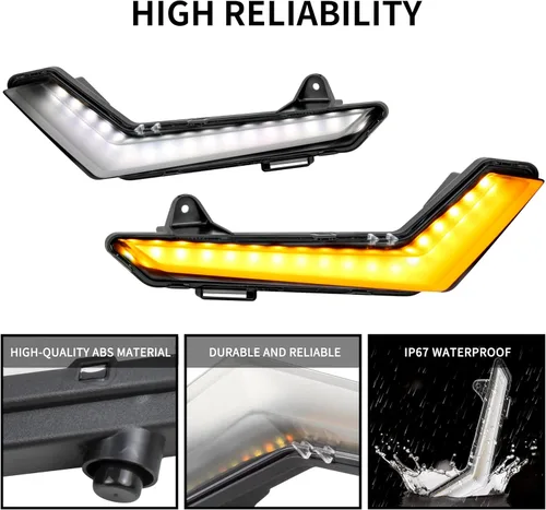 Vista 4 de SAUTVS Luces LED intermitentes DRL con luz blanca amarilla para Can Am Defender & Defender Max 2020+ / Commander & Commander Max 2021+ accesorios