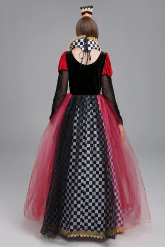Vista 5 de OASMA Disfraz de reina para mujer, disfraz de Halloween del país de las maravillas, corazones rojos reales, carnaval, cosplay para adultos