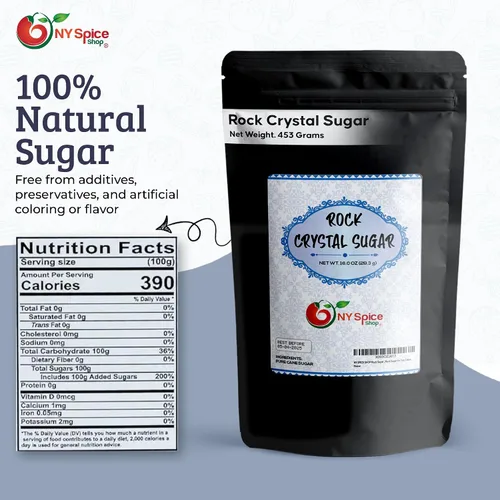 Vista 2 de NY SPICE SHOP Azúcar de roca – Bolsa de 1 libra de cristales de caramelo de roca – Rocas de azúcar – Cristales de azúcar – Caramelo de roca – Azúcar