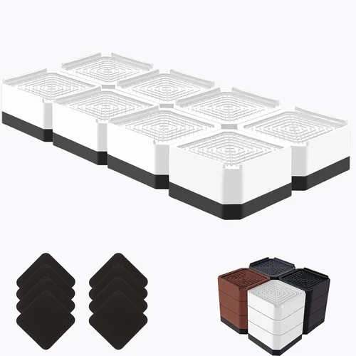 Vista 8 de Elevadores de cama resistentes, bloques elevadores de muebles ajustables de 1.5, 3, 4.3 pulgadas para patas de sofá, mesa, escritorio, refrigerador
