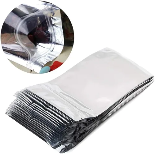 Vista 8 de Paquete de 100 bolsas de Mylar para almacenamiento de alimentos de 3.3 x 5.5 pulgadas, bolsas resellables a prueba de olores con ventana