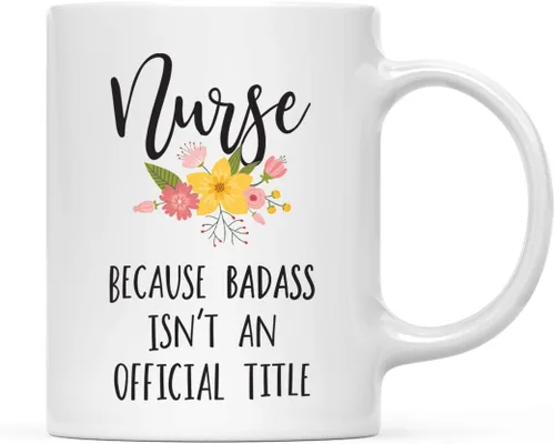 Vista 58 de Andaz Press Taza de café de 11 onzas, regalo de broma, tía porque Badass no es un título oficial, gráfico floral, 1 paquete