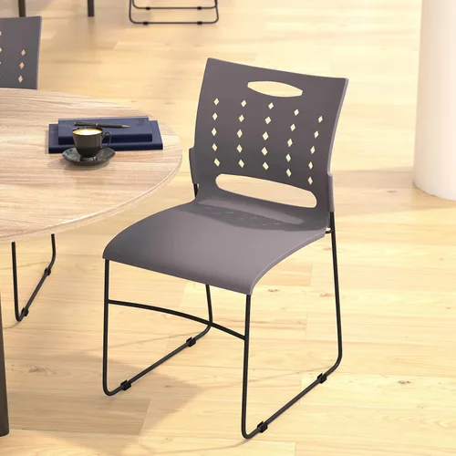 Vista 7 de Flash Furniture Hercules - Silla apilable con respaldo de ventilación, color gris