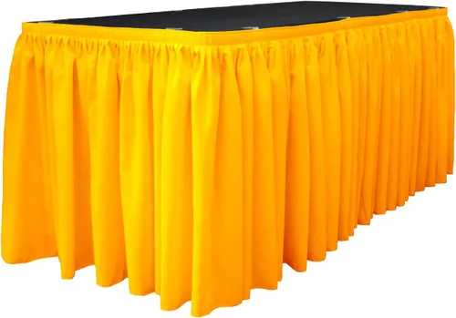 Vista 11 de LA Linen Falda de mesa de popelina de poliéster para mesas rectangulares, tela plisada para banquetes de boda, 14 pies por 29 pulgadas de largo