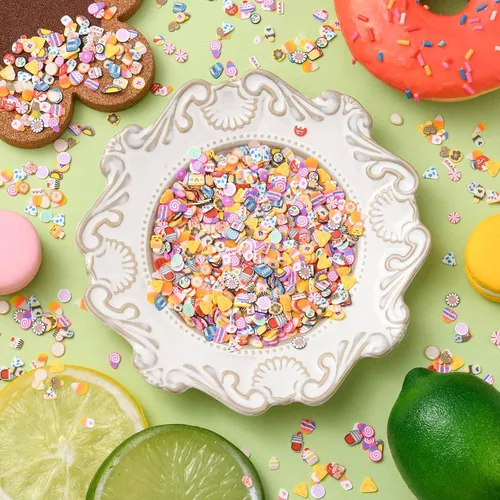 Vista 3 de DanLingJewelry Aproximadamente 3000 piezas de cobachones de arcilla de comida, hechos a mano, arcilla polimérica, alimentos, postres, bebidas