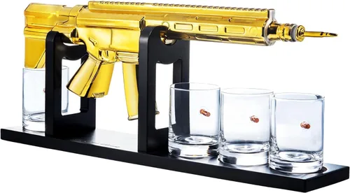 Vista 13 de Decantador de Francotirador Grande de 18", Regalos para Hombres Papá, Juego de Decantador de Whisky - Pistola de Vidrio con Mira de Francotirador AR