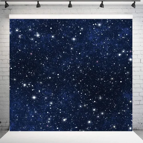 Vista 3 de Sensfun Fondo de fotografía de cielo estrellado nocturno de 6 x 6 pies, universo azul, galaxia, estrellas, boda, estudio fotográfico, cabina