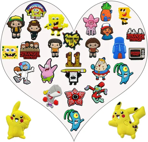 Vista 7 de Paquete de 100 bonitos dijes de dibujos animados para zapatos de animé para niños niñas adolescentes dijes de burbujas para zapatos pulseras