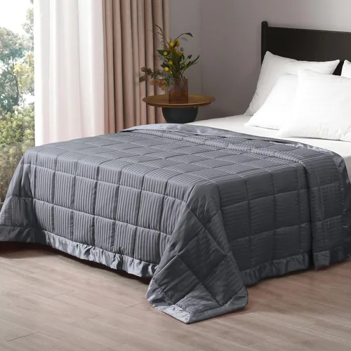 Vista 17 de downluxe - Manta de tamaño King con ribete satinado, edredón ligero alternativo para todas las estaciones, lavable a máquina