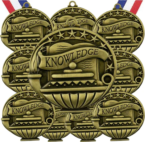 Vista 13 de Express Medals Pack of 10 (or More) Engraved Scholastic Academic Award Medals with RWB Neck Ribbons