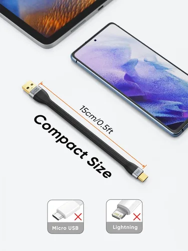 Vista 6 de CableCreation Cable corto USB a USB C de 6 pulgadas, cable de carga rápida USB A a USB C 2.0, cable de carga USB C corto para batería portátil