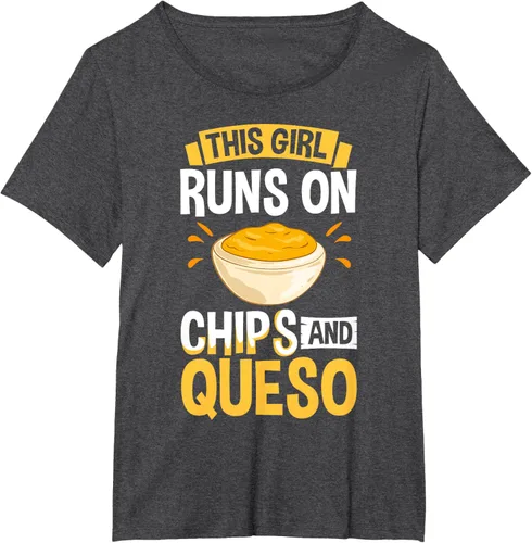 Vista 17 de Queso Dip Camiseta Chile con Queso Salsa Mexican Chips Chile con Queso, Negro, S