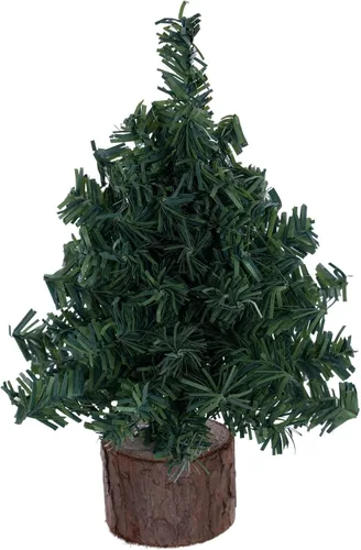 Vista 4 de Vickerman - Árbol artificial de Navidad de pino mini de 12 pulgadas, sin luz, decoración de mesa para interiores estacional con base de madera Verde