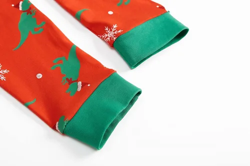 Vista 9 de Pijamas de Navidad para niños pequeños y niñas, 100% algodón, dinosaurio, estrellado, ropa de dormir de manga larga, 2 piezas, ropa para niños