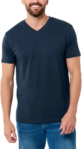 Vista 11 de Camiseta de manga corta con cuello en V para hombre, de algodón suave Sin marca - Blanco