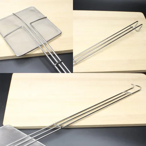 Vista 4 de 2 piezas - Freidora de araña de cocina con cuchara para freír espumadera (2 cucharas + 1 delantal + 1 sombrero de chef)