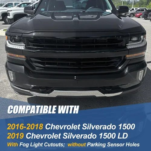 Vista 7 de Auto Dynasty Barra frontal para parachoques compatible con Chevy Silverado 1500 2016 2017 2018, Silverado 1500 LD 2019, con recortes para luces Negro