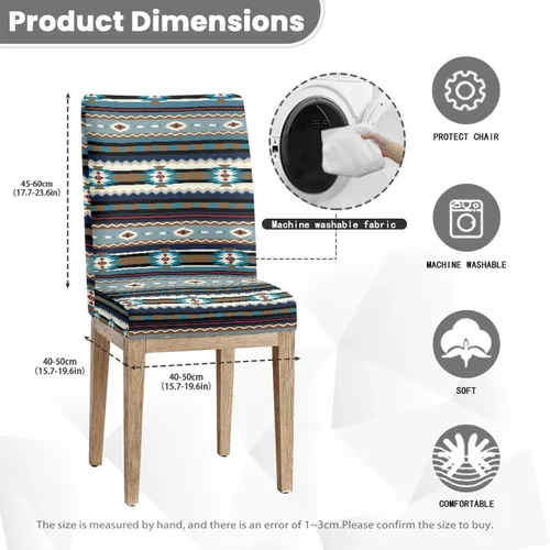 Vista 7 de Rnyleeg Juego de 1 fundas para sillas étnicas para sala de estar, sin brazos, estampado tribal azteca, elásticas, fundas protectoras para sillas