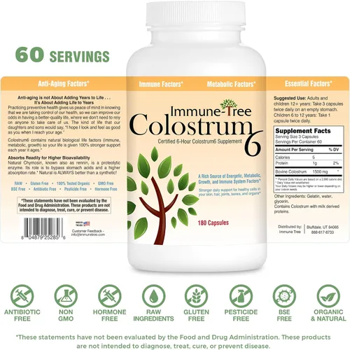 Vista 6 de Cápsulas de calostro bovino alimentado con pasto, inmune e intestinal, 180